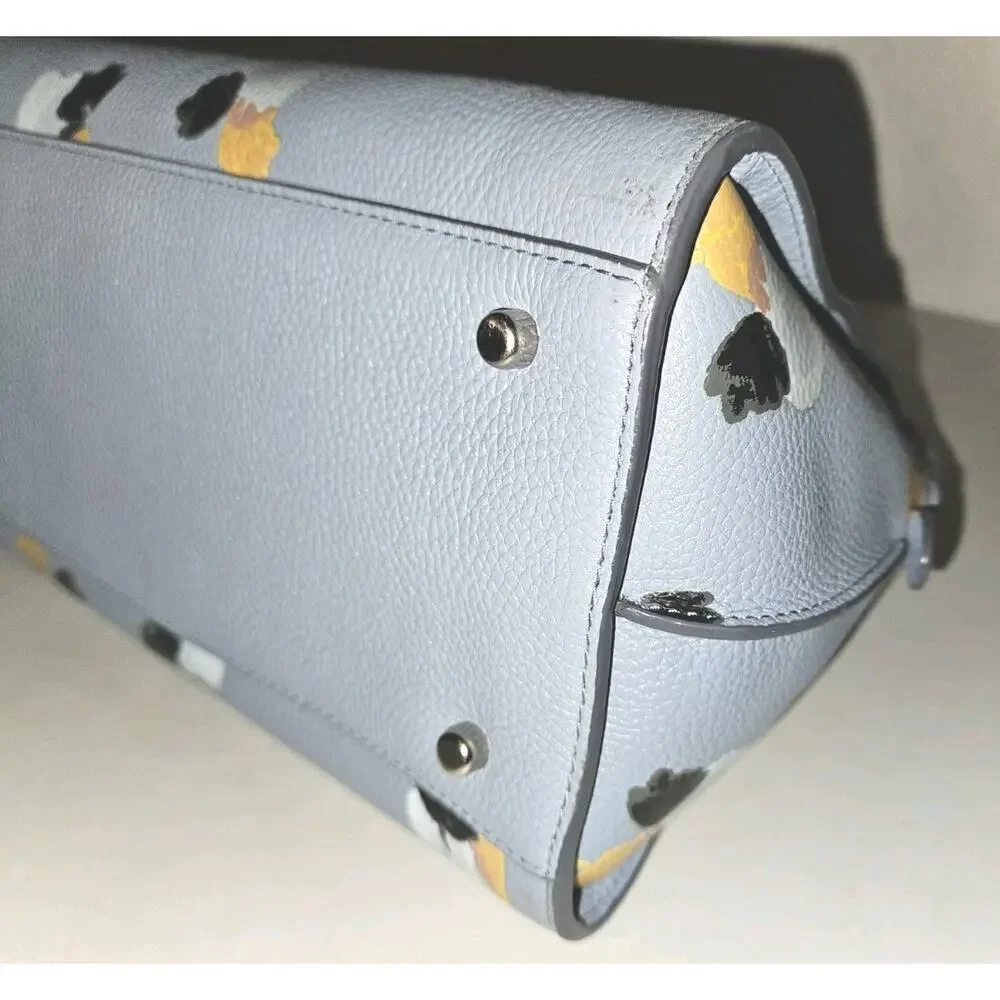 COACH Nolita Blue Floral Print Pebbled Leather Satchel Tote Shoulder Bag 37176 - Picture 11 of 16